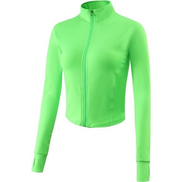Women's Athletic Full Zip Lightweight Workout Jacket, Green - Picture 1 of 4